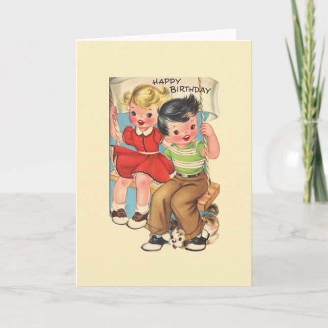 Tarjeta de felicitación de cumpleaños retro (Anverso)