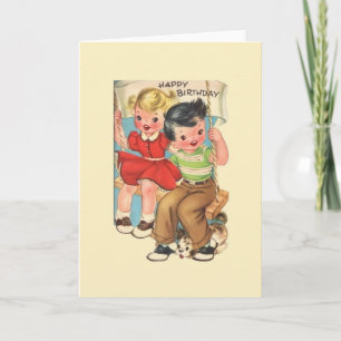 Tarjeta de felicitación de cumpleaños retro