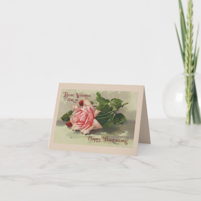 Tarjeta de felicitación de cumpleaños rosa de la é (Anverso)