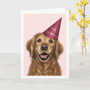 Tarjeta de felicitación de cumpleaños rosa Golden 