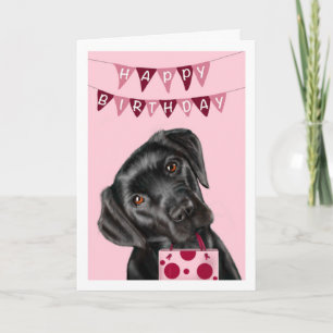 Tarjeta de felicitación de cumpleaños rosada de La