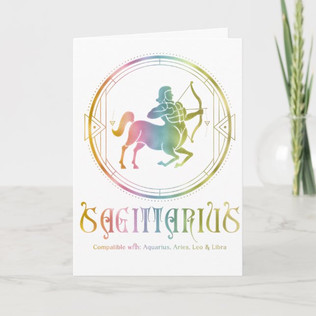 Tarjeta de felicitación de cumpleaños Sagittarius  (Anverso)