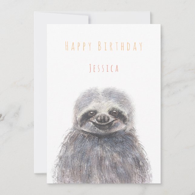 tarjeta de felicitación de cumpleaños sloth Happy  (Anverso)