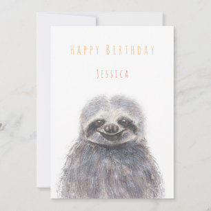 tarjeta de felicitación de cumpleaños sloth Happy 