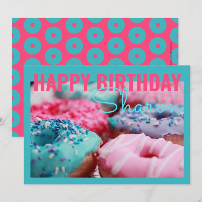 Tarjeta de felicitación de cumpleaños Verde azulad (Anverso / Reverso)