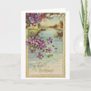 Tarjeta de felicitación de cumpleaños Vintage Happ