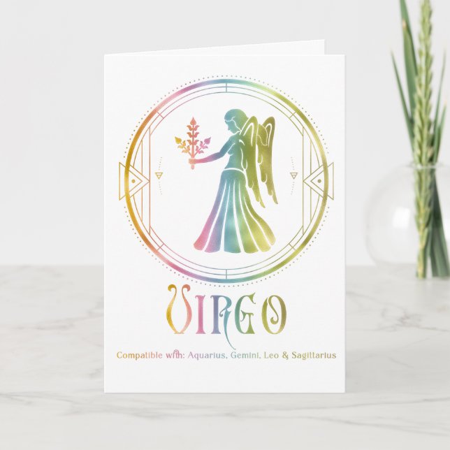 Tarjeta de felicitación de cumpleaños Virgo Compat (Anverso)