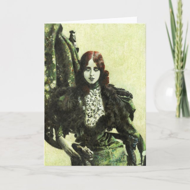 Tarjeta de felicitación de dama vampiro bohemia (Anverso)