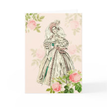 Tarjeta de felicitación de dama victoriana de moda