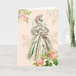 Tarjeta de felicitación de dama victoriana de moda