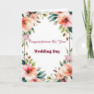 Tarjeta de Felicitación de Deseos de Boda Floral P