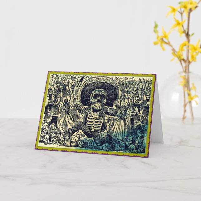 Tarjeta de felicitación de Dia De Los Muertos (flor amarilla)