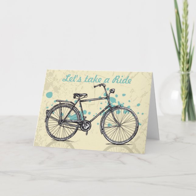 Tarjeta de felicitación de dibujo de bicicleta de  (Anverso)