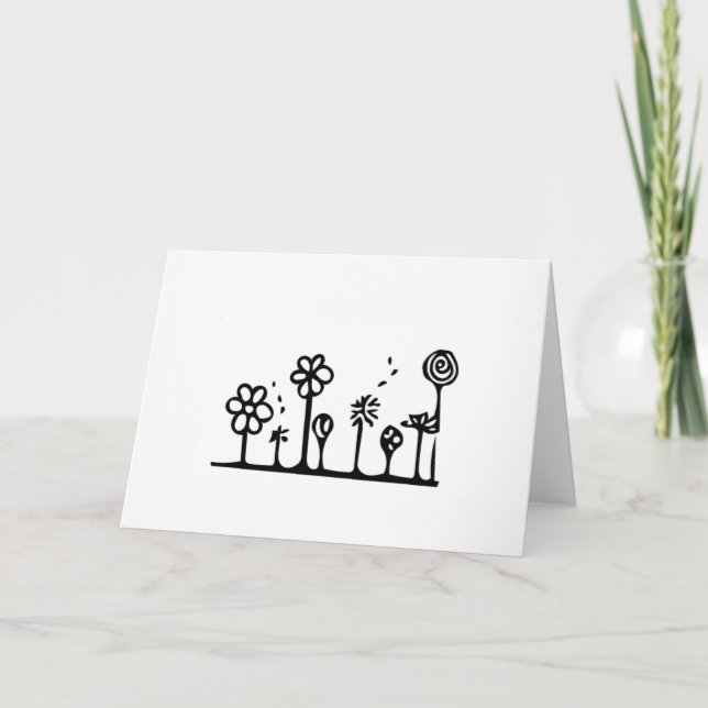 Tarjeta de felicitación de dibujo de flor - En bla (Anverso)