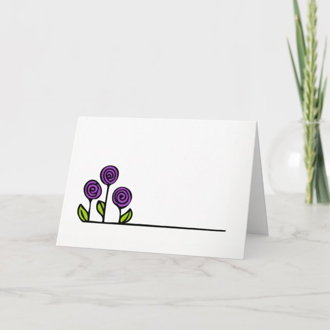 Tarjeta de felicitación de dibujo de flor - En bla (Anverso)