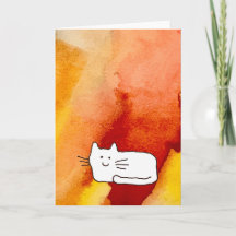 Tarjeta de felicitación de dibujo de línea de gato