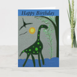 Tarjeta de felicitación de dinosaurio de cuello la