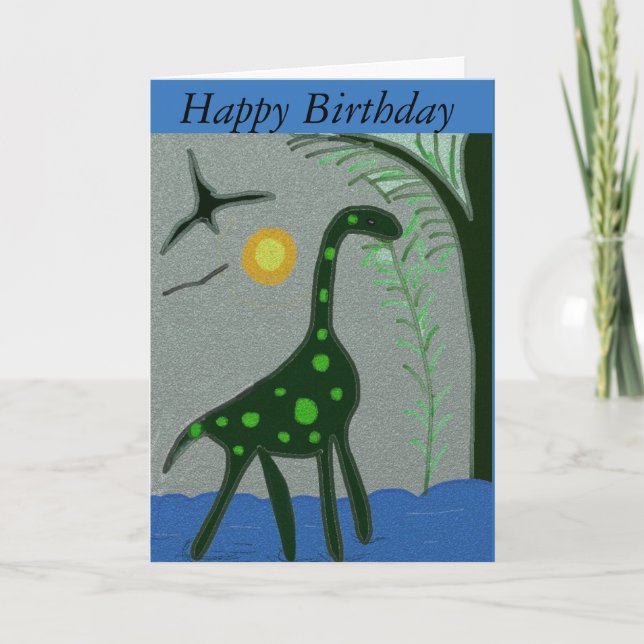 Tarjeta de felicitación de dinosaurio de cuello la (Anverso)