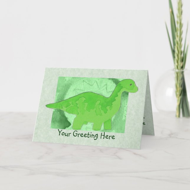 Tarjeta de felicitación de dinosaurios verdes (Anverso)