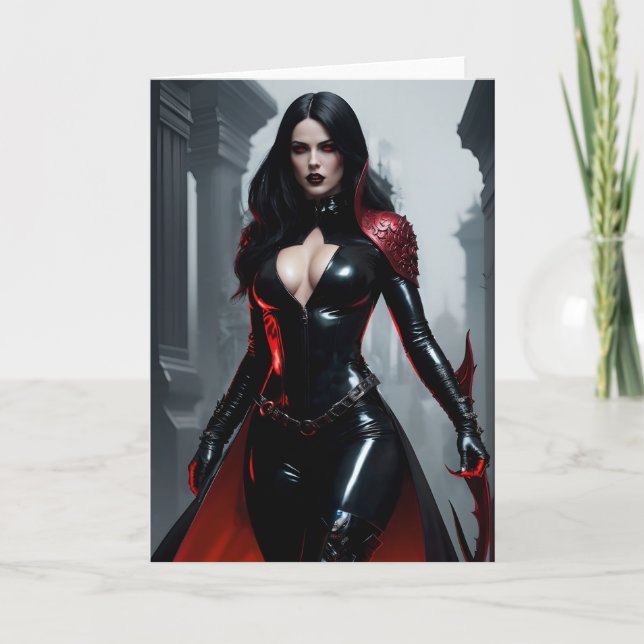 Tarjeta de felicitación de diosa gótica/reina (Anverso)