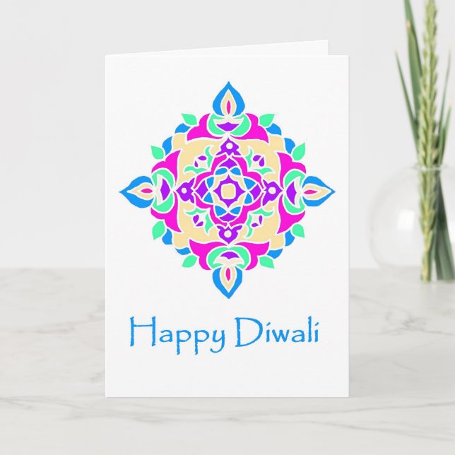 Tarjeta de felicitación de Diwali con el modelo de (Anverso)
