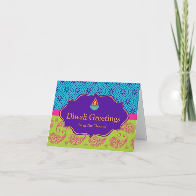 Tarjeta de felicitación de Diwali con el texto (Anverso)