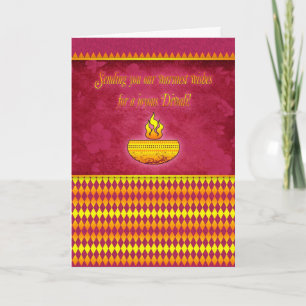 Tarjeta de felicitación de Diwali con la lámpara