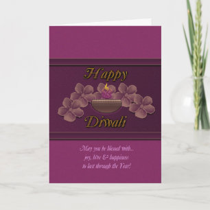 Tarjeta de felicitación de Diwali con la lámpara y