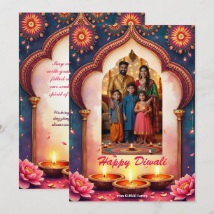Tarjeta de felicitación de Diwali con resplandor d