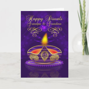 Tarjeta de felicitación de Diwali de los abuelos