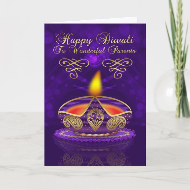 Tarjeta de felicitación de Diwali de los padres (Anverso)