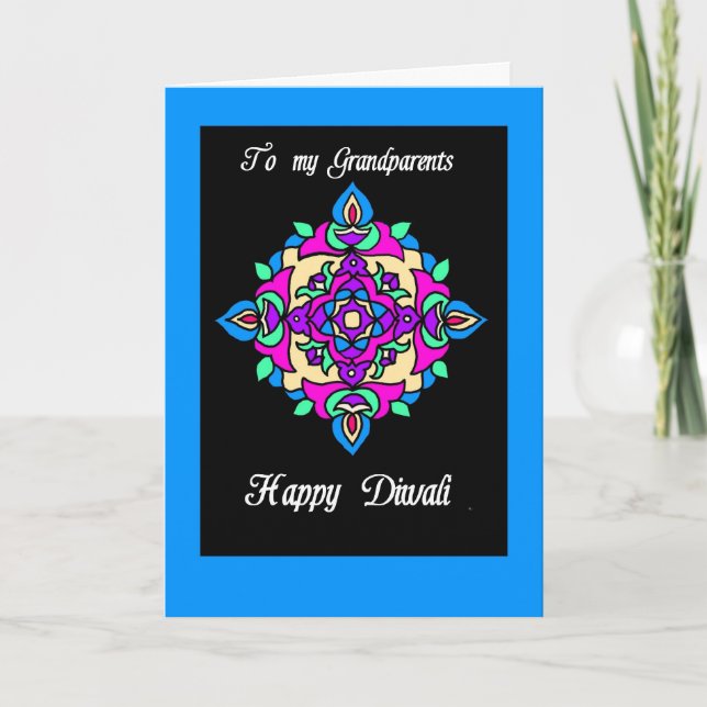 Tarjeta de felicitación de Diwali para los abuelos (Anverso)