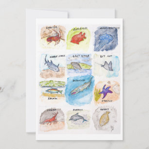 Tarjeta de Felicitación de Doce Criaturas Marinas