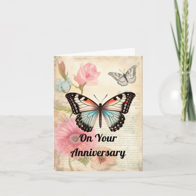 Tarjeta de felicitación de dos hermosas mariposas  (Anverso)