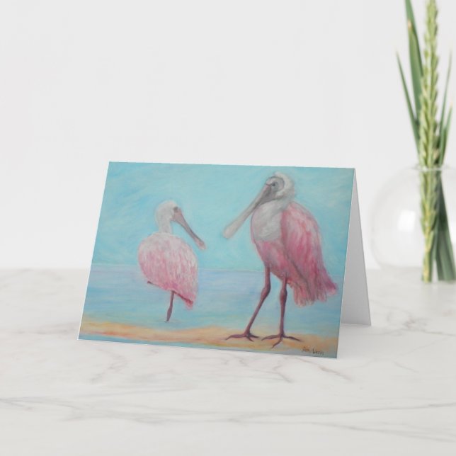 Tarjeta de felicitación de DOS SPOONBILLS (Anverso)