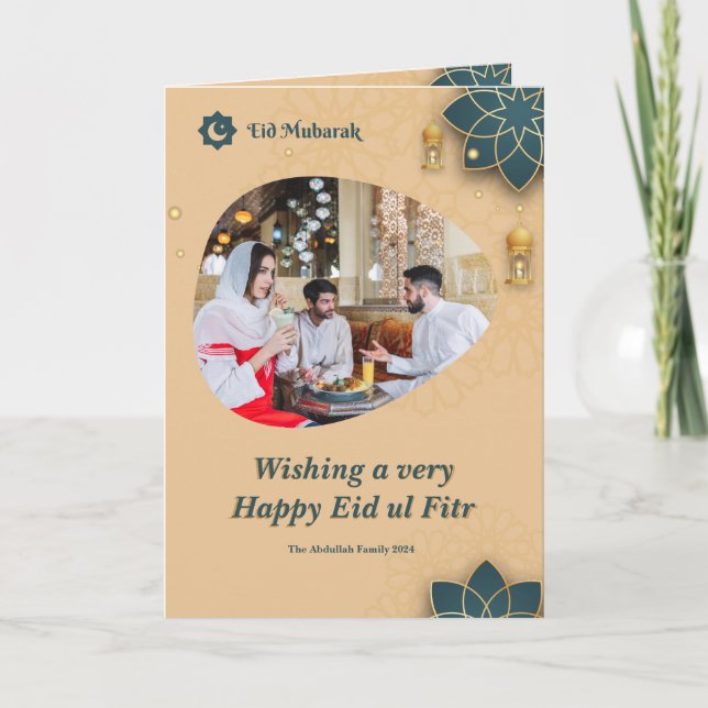 Tarjeta de felicitación de Eid con foto familiar E (Anverso)