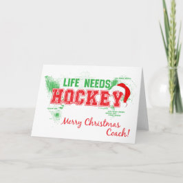 Tarjeta de felicitación de entrenador de hockey pa