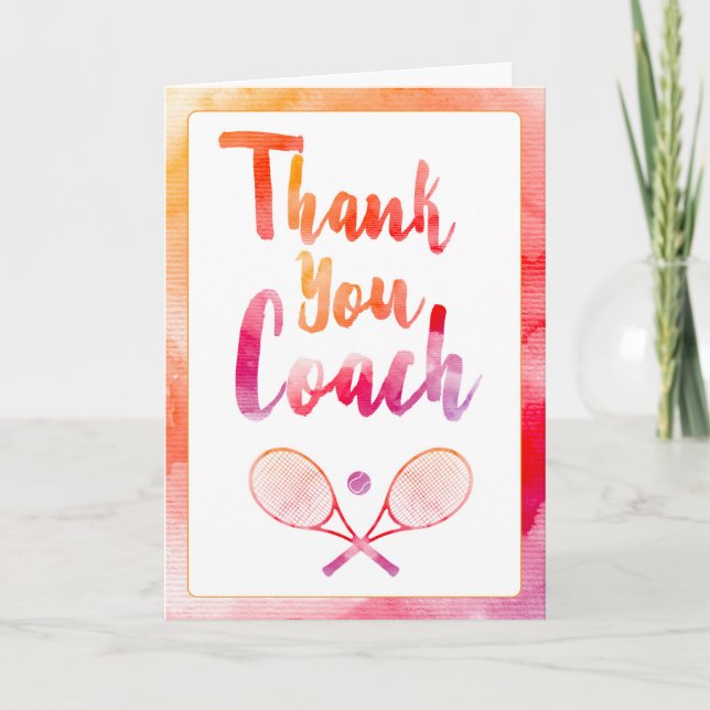 Tarjeta de felicitación de entrenador de tenis (Anverso)