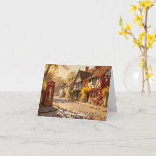 Tarjeta de felicitación de escena de pueblo otoñal