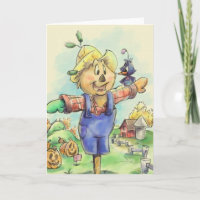 tarjeta de felicitación de espantapájaros con un a