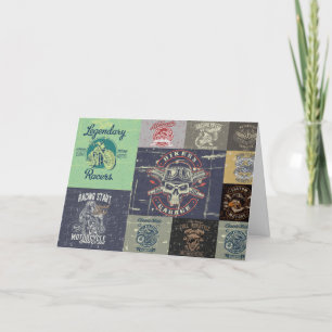 Tarjeta de felicitación de estilo grunge para moto
