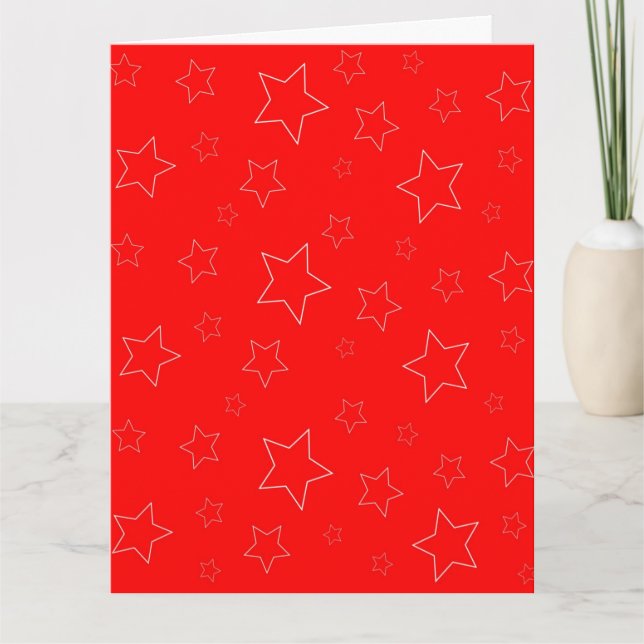 Tarjeta de felicitación de estrellas rojas doblada (Anverso)