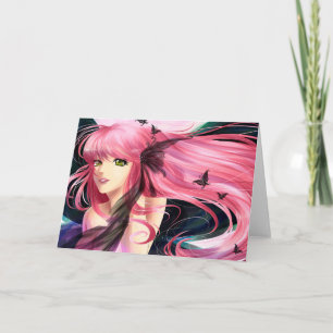 Tarjeta de felicitación de fantasía rosa y negra