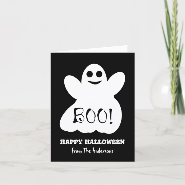 Tarjeta de Felicitación de Fantasma de Halloween (Anverso)