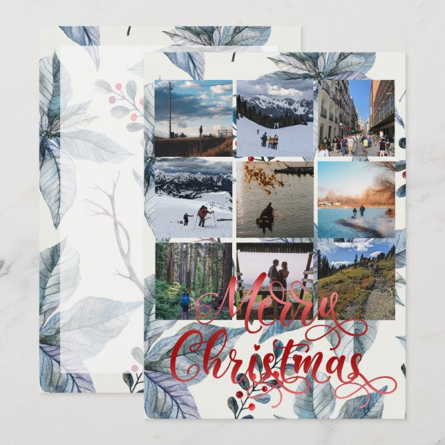 Tarjeta de felicitación de Feliz Navidad Nueve Col (Anverso / Reverso)