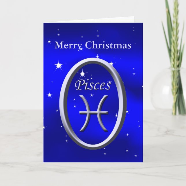 Tarjeta de felicitación de Feliz Navidad Pisces (Anverso)