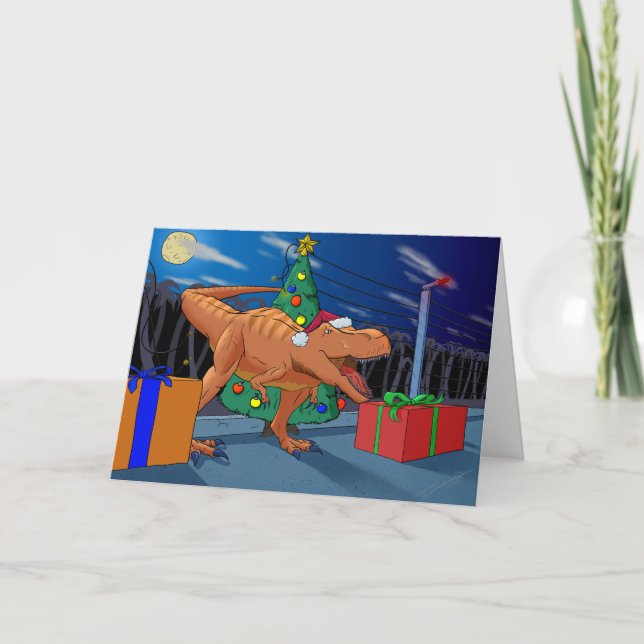 Tarjeta de felicitación de Feliz T-Rexmas (Anverso)