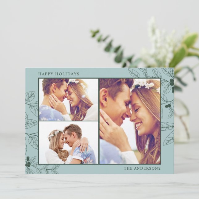 Tarjeta de felicitación de feriado de tres Navidad (Anverso de pie)