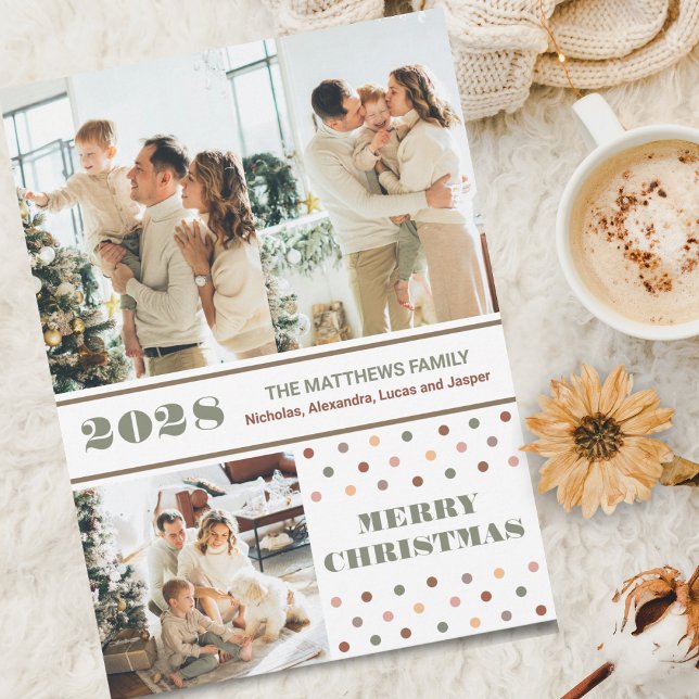 Tarjeta de felicitación de feriado para Navidades  (Add a touch of Boho to your Christmas Holiday greetings with this personal collage greeting card. )