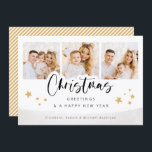 Tarjeta de felicitación de feriado para Navidades<br><div class="desc">Usa estas elegantes tarjetas de Navidad modernas con tus fotos personalizados,  nombres y mensajes de vacaciones personalizados para desear a tus amigos y familia una Feliz Navidad. Incluso puede cambiar el patrón y el color de la parte posterior.</div>